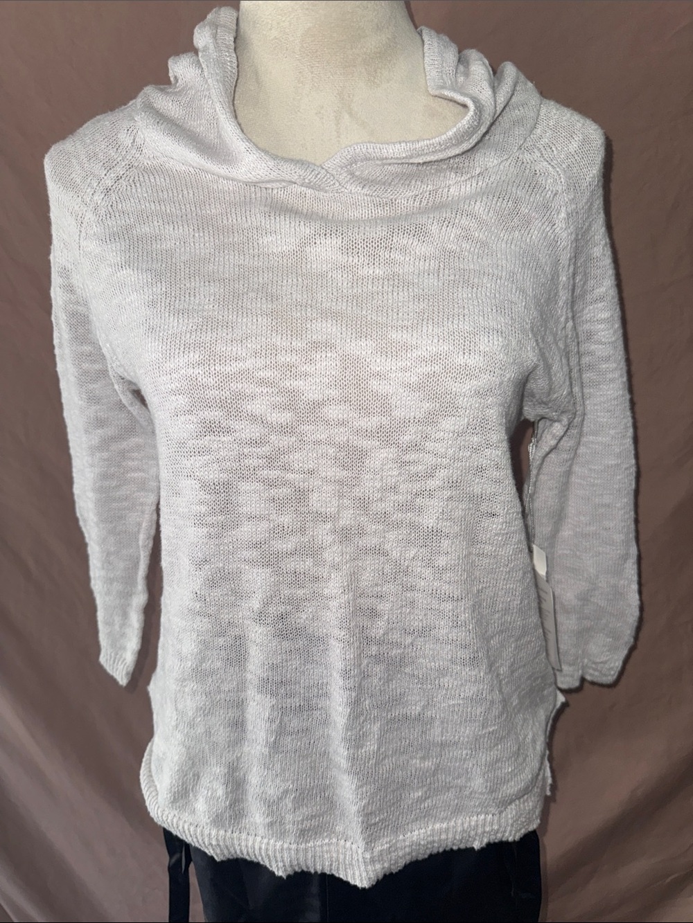 NWT Subtle Luxury Light Gray Cowl Neck Knit Sweater